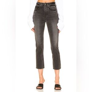 GRLFRND Karolina High Rise Straight Crop Jeans in Black Size 30